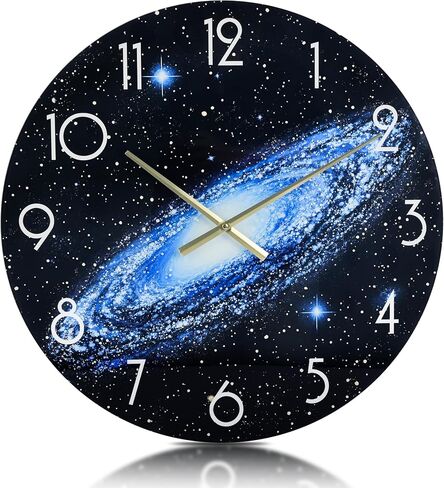 14in Glass Wall Clocks for Living Room Decor, Decorative Wall Clocks Battery Operated, Silent Kitchen Clocks, Wall Clock for Bedroom in Kuwait