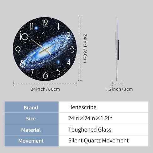 14in Glass Wall Clocks for Living Room Decor, Decorative Wall Clocks Battery Operated, Silent Kitchen Clocks, Wall Clock for Bedroom in Kuwait