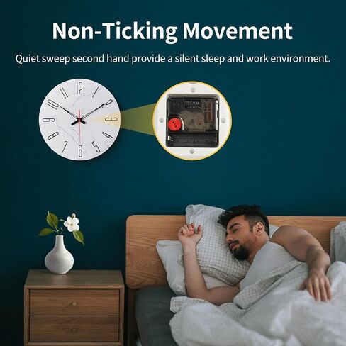 14in Glass Wall Clocks for Living Room Decor, Decorative Wall Clocks Battery Operated, Silent Kitchen Clocks, Wall Clock for Bedroom in Kuwait