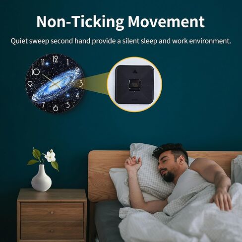 14in Glass Wall Clocks for Living Room Decor, Decorative Wall Clocks Battery Operated, Silent Kitchen Clocks, Wall Clock for Bedroom in Kuwait