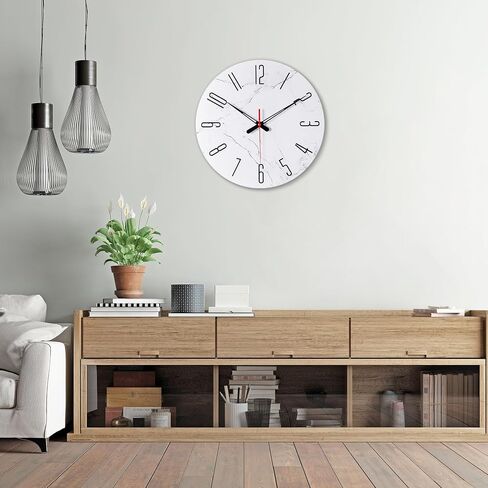 14in Glass Wall Clocks for Living Room Decor, Decorative Wall Clocks Battery Operated, Silent Kitchen Clocks, Wall Clock for Bedroom in Kuwait