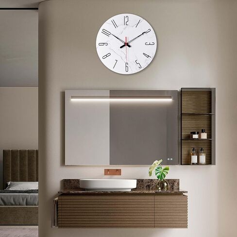 14in Glass Wall Clocks for Living Room Decor, Decorative Wall Clocks Battery Operated, Silent Kitchen Clocks, Wall Clock for Bedroom in Kuwait