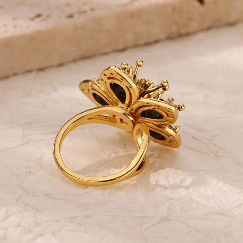 Gold Flower Ring for Women Trendy Silver Flower Statement Ring Adjustable Minimalist Rings Jewelry in Saudi Arabia