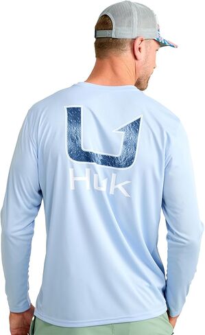 HUK Mens Pursuit Patterned Crew Long Sleeve Shirt in Saudi Arabia
