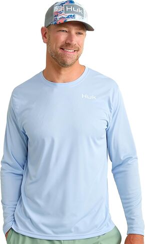 HUK Mens Pursuit Patterned Crew Long Sleeve Shirt in Saudi Arabia