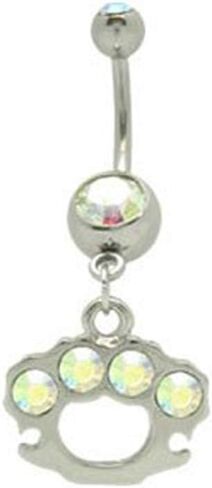 bodyjewelryonline dangle brass belly ring with Opal CZ Gems in Saudi Arabia