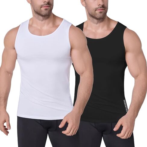 Compression Shirt Men Sleeveless Athletic Tank Top Slim Vest Workout Base Layer Undershirt Sport Muscle Gym Shirts in Saudi Arabia