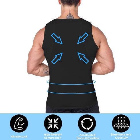 Compression Shirt Men Sleeveless Athletic Tank Top Slim Vest Workout Base Layer Undershirt Sport Muscle Gym Shirts in Saudi Arabia