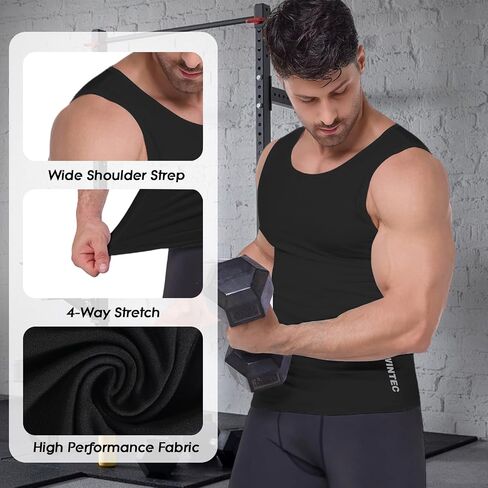 Compression Shirt Men Sleeveless Athletic Tank Top Slim Vest Workout Base Layer Undershirt Sport Muscle Gym Shirts in Saudi Arabia