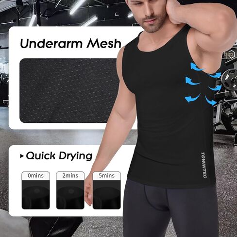 Compression Shirt Men Sleeveless Athletic Tank Top Slim Vest Workout Base Layer Undershirt Sport Muscle Gym Shirts in Saudi Arabia