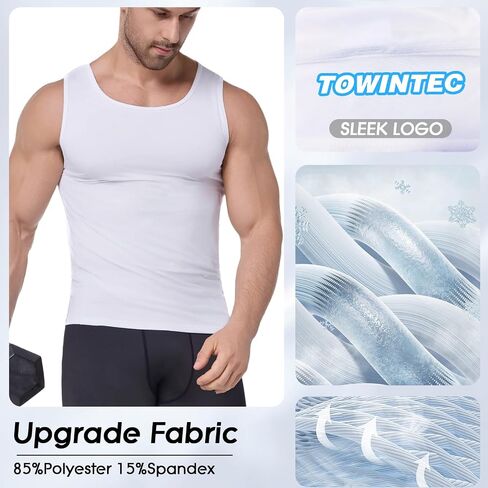 Compression Shirt Men Sleeveless Athletic Tank Top Slim Vest Workout Base Layer Undershirt Sport Muscle Gym Shirts in Saudi Arabia