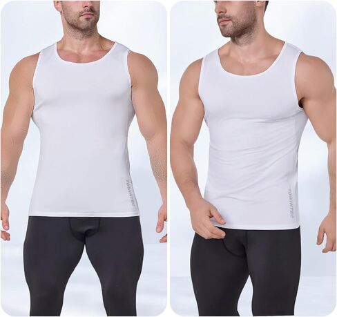 Compression Shirt Men Sleeveless Athletic Tank Top Slim Vest Workout Base Layer Undershirt Sport Muscle Gym Shirts in Saudi Arabia