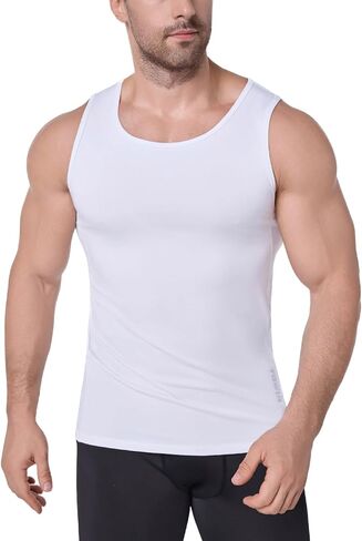 Compression Shirt Men Sleeveless Athletic Tank Top Slim Vest Workout Base Layer Undershirt Sport Muscle Gym Shirts in Saudi Arabia