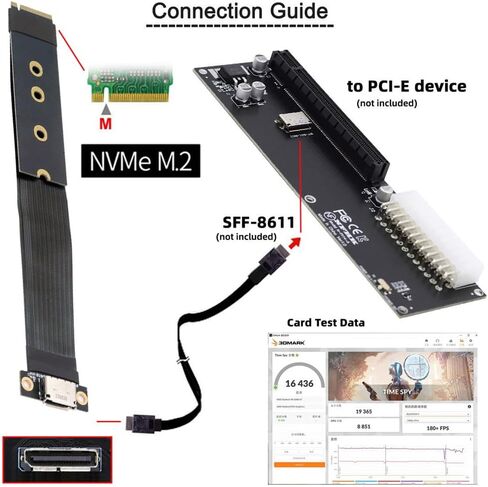 NFHK 2280 PCI-E4.0 M.2 M-Key to Oculink SFF-8612 SFF-8611 Vertical Host Adapter for NVME U.2 SSD eGPU in Saudi Arabia