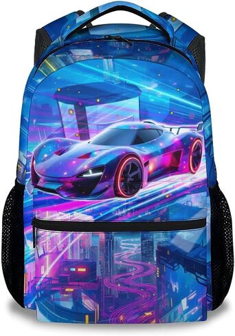 Boys Backpack, School Back Pack for Kids Ages 6-8, Racing Car Backpack, 17 Inch Toddler Schoolbag for Elementary in Saudi Arabia