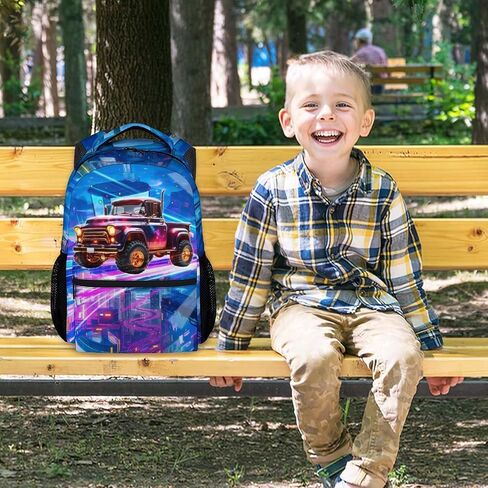 Boys Backpack, School Back Pack for Kids Ages 6-8, Racing Car Backpack, 17 Inch Toddler Schoolbag for Elementary in Saudi Arabia