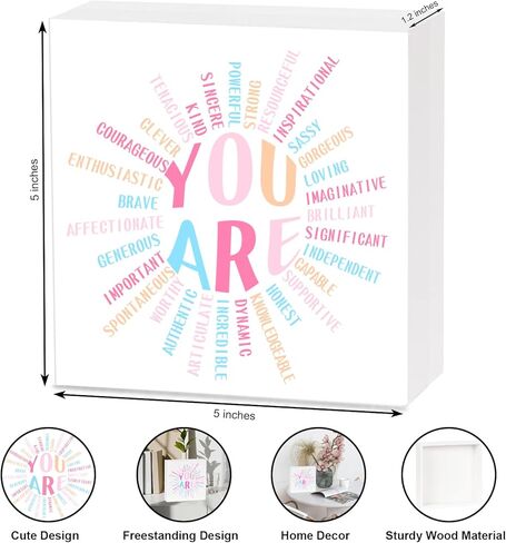 Inspirational Growth Looks Different for Everyone Plant Wooden Box Sign, Motivational Quote Wood Sign Office Desk Decor, Office Home Bathroom Classroom Shelf Decorations, Inspirational Gift in Kuwait