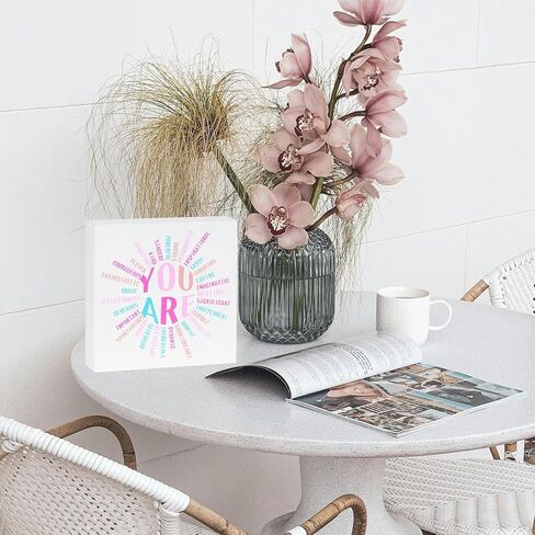 Inspirational Growth Looks Different for Everyone Plant Wooden Box Sign, Motivational Quote Wood Sign Office Desk Decor, Office Home Bathroom Classroom Shelf Decorations, Inspirational Gift in Kuwait