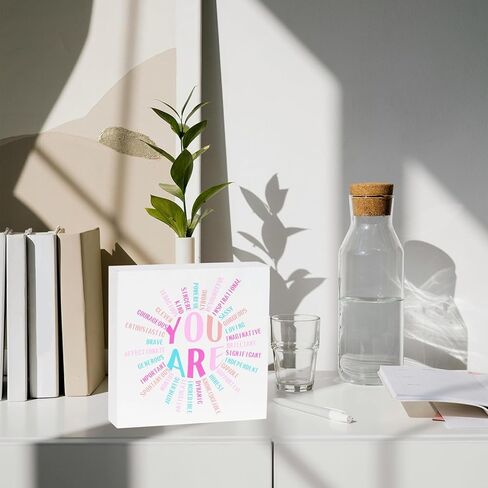 Inspirational Growth Looks Different for Everyone Plant Wooden Box Sign, Motivational Quote Wood Sign Office Desk Decor, Office Home Bathroom Classroom Shelf Decorations, Inspirational Gift in Kuwait