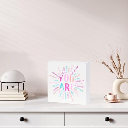 Inspirational Growth Looks Different for Everyone Plant Wooden Box Sign, Motivational Quote Wood Sign Office Desk Decor, Office Home Bathroom Classroom Shelf Decorations, Inspirational Gift in Kuwait