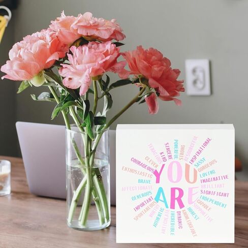 Inspirational Growth Looks Different for Everyone Plant Wooden Box Sign, Motivational Quote Wood Sign Office Desk Decor, Office Home Bathroom Classroom Shelf Decorations, Inspirational Gift in Kuwait