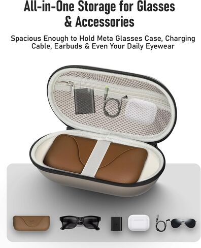 Hard Smart Glasses Case Compatible with Ray-Ban Meta Wayfarer, Skyler, Headliner Models – Travel Carrying Case in Saudi Arabia