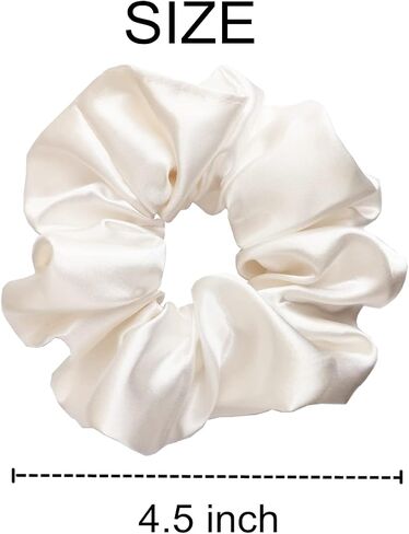 12 Pcs Satin Silk Scrunchies, Hair Ties, Hair Bands, Bow Ropes, Elastic Bracelets, Ponytail Holders, Hair Accessories for Women and Girls (4.5 Inch, Pearl White) in Saudi Arabia
