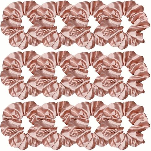 12 Pcs Satin Silk Scrunchies, Hair Ties, Hair Bands, Bow Ropes, Elastic Bracelets, Ponytail Holders, Hair Accessories for Women and Girls (4.5 Inch, Pearl White) in Saudi Arabia
