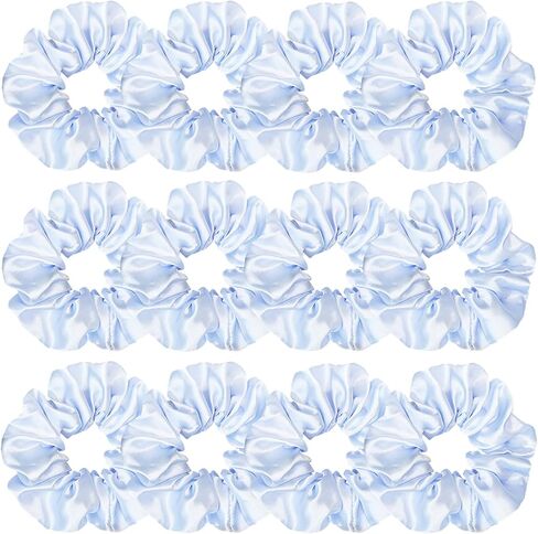 12 Pcs Satin Silk Scrunchies, Hair Ties, Hair Bands, Bow Ropes, Elastic Bracelets, Ponytail Holders, Hair Accessories for Women and Girls (4.5 Inch, Pearl White) in Saudi Arabia