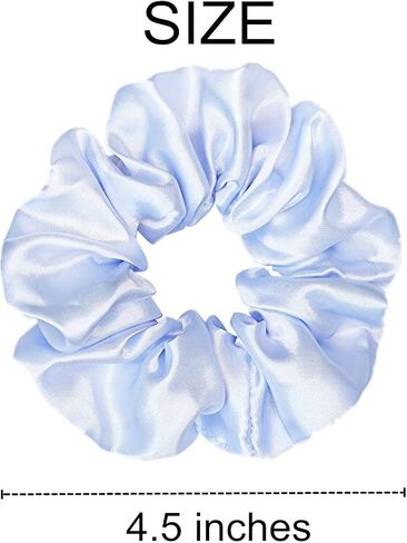 12 Pcs Satin Silk Scrunchies, Hair Ties, Hair Bands, Bow Ropes, Elastic Bracelets, Ponytail Holders, Hair Accessories for Women and Girls (4.5 Inch, Pearl White) in Saudi Arabia