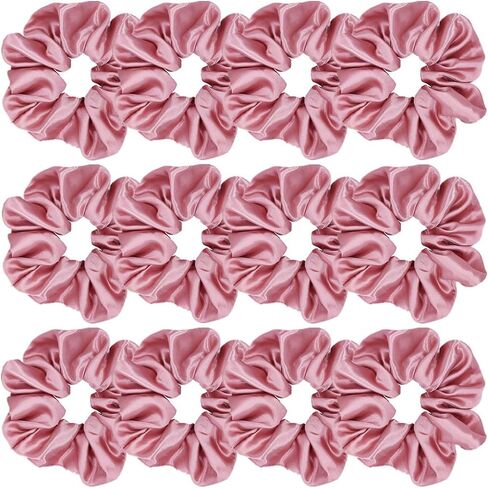 12 Pcs Satin Silk Scrunchies, Hair Ties, Hair Bands, Bow Ropes, Elastic Bracelets, Ponytail Holders, Hair Accessories for Women and Girls (4.5 Inch, Pearl White) in Saudi Arabia