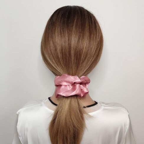 12 Pcs Satin Silk Scrunchies, Hair Ties, Hair Bands, Bow Ropes, Elastic Bracelets, Ponytail Holders, Hair Accessories for Women and Girls (4.5 Inch, Pearl White) in Saudi Arabia