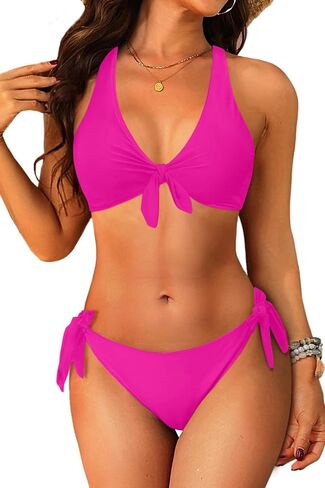 Aqua Eve Women Bikini Set - Two Piece Swimsuit Low Rise Bathing Suit Knot Tie Bikini in Saudi Arabia