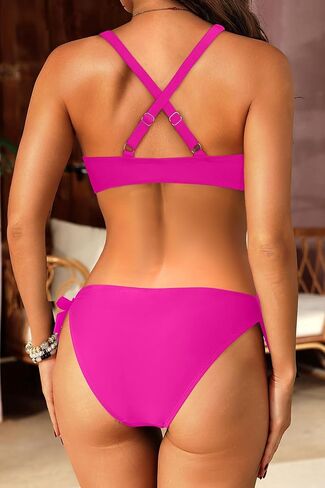 Aqua Eve Women Bikini Set - Two Piece Swimsuit Low Rise Bathing Suit Knot Tie Bikini in Saudi Arabia