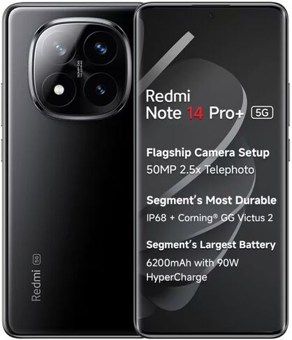 Xiaomi Redmi Note 14 Pro+ Plus 5G + 4G LTE (for Tmobile Mint Tello & Global) (256GB + 8GB) NFC 6.67" 120Hz 200MP Pro AI Camera Model 24115RA8EG Unlocked Dual Sim (Frost Blue) in Kuwait