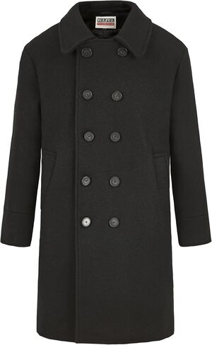 WULFUL Boys Double Breasted Wool Trench Coat Winter Pea Coat in Saudi Arabia