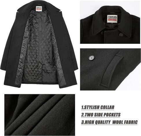 WULFUL Boys Double Breasted Wool Trench Coat Winter Pea Coat in Saudi Arabia