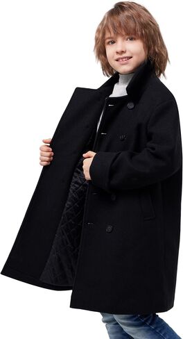 WULFUL Boys Double Breasted Wool Trench Coat Winter Pea Coat in Saudi Arabia
