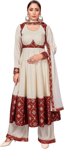 Elina fashion Indian Kurti for Womens With Palazzo Dupatta|| Rayon Lace Work Sarara Style Kurta Kurtis Tunic For Women in Saudi Arabia