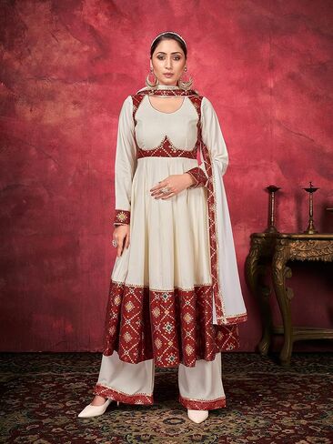 Elina fashion Indian Kurti for Womens With Palazzo Dupatta|| Rayon Lace Work Sarara Style Kurta Kurtis Tunic For Women in Saudi Arabia