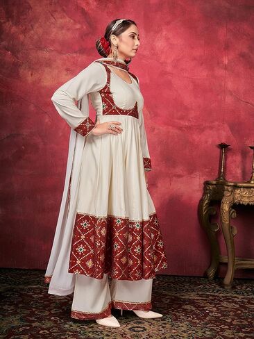 Elina fashion Indian Kurti for Womens With Palazzo Dupatta|| Rayon Lace Work Sarara Style Kurta Kurtis Tunic For Women in Saudi Arabia