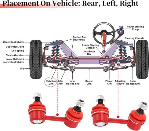 X AUTOHAUX 2 Pcs Rear Sway Bar Links Stabilizer Link Kit for Acura ILX 2013-2019 for Honda Civic 2006-2015 Suspension Kit No.K750125/K750126 in Saudi Arabia