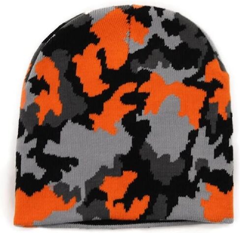 Blaze Neon Orange Grey Black Face Camo Camouflage Knit Beanie Cap Hat Military Hunting Hunter in Saudi Arabia
