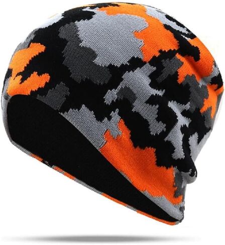 Blaze Neon Orange Grey Black Face Camo Camouflage Knit Beanie Cap Hat Military Hunting Hunter in Saudi Arabia