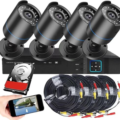 3000TVL Home Security System Surveillance DVR Camera Kits, 4pcs Wired 5MP PoE IP Night Vision Cameras Set with AI Motion Person Vehicle Detection, 4K NVR with 512GB Hard Drive for 24-7 Recording in Saudi Arabia