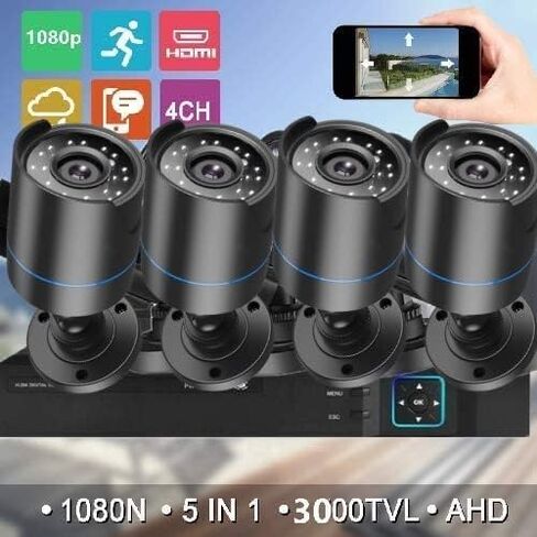 3000TVL Home Security System Surveillance DVR Camera Kits, 4pcs Wired 5MP PoE IP Night Vision Cameras Set with AI Motion Person Vehicle Detection, 4K NVR with 512GB Hard Drive for 24-7 Recording in Saudi Arabia