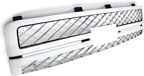 MIC Grille Grille Grill متوافق مع 2011-2014 Silverado 2500 HD 3500 HD (Summit White Trim+Chrome) in Kuwait