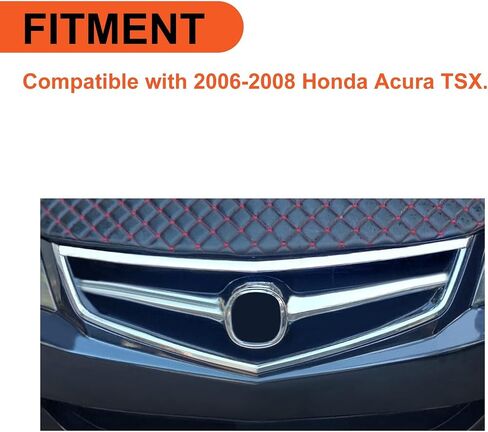 ECOTRIC Front Bumper Grill Compatible with 2006 2007 2008 Honda Acura TSX AC1200112 71121SECA02ZA 71122SECA02 Hood Grille W/O Emblem Silvery+Black in Saudi Arabia