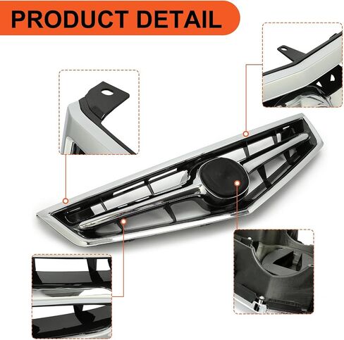 ECOTRIC Front Bumper Grill Compatible with 2006 2007 2008 Honda Acura TSX AC1200112 71121SECA02ZA 71122SECA02 Hood Grille W/O Emblem Silvery+Black in Saudi Arabia