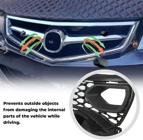 ECOTRIC Front Bumper Grill Compatible with 2006 2007 2008 Honda Acura TSX AC1200112 71121SECA02ZA 71122SECA02 Hood Grille W/O Emblem Silvery+Black in Saudi Arabia